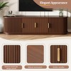 LOVSON Rustic-style wooden TV cabinet with sliding louvered doors and storage compartments, accommodates TVs up to 75 inches, walnut - 4 of 4