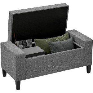 Dexmalle Upholstered Entryway Bench with Lift Top,Gray - 1 of 4