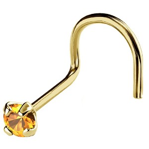 Jewelry Avalanche 22G 14K Gold Nose Screw Nose Stud with Citrine Gemstone - 1 of 2