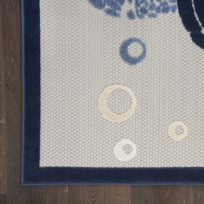Navy Blue Coastal Turtle Outdoor Area Rug 5'3" x 7'5"