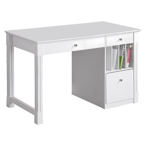 CLOVER 71″ Modern Home & Office Furniture Desk White & Metallic Gray
