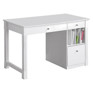 Home Office Deluxe Storage Computer Desk - White Wood - Saracina Home
