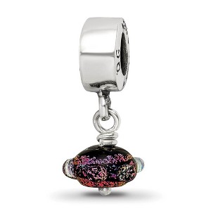 Black Bow Jewelry Dichroic Glass & Sterling Silver Textured Purple Dangle Bead Charm - 1 of 4