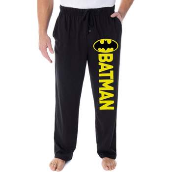 DC Comics Men's Batman Pajama Pants Classic Bat Logo Loungewear Sleep Pants Black