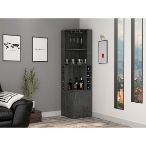 Kumasinova 71" Tall Corner Cabinet with Stemware Rack,8-Hole Bar Cabinet with 2 Doors,Modern Beverage Storage Cabinet for Dining Room - 1 of 4
