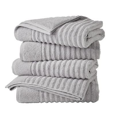 2pk Quick Dry Ribbed Bath Towel Set Light Gray - Threshold™