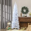 Whisen 7FT Snow Flocked Artificial Pencil Christmas Tree with Realistic Branches and Plastic Base Stand - White - 2 of 4