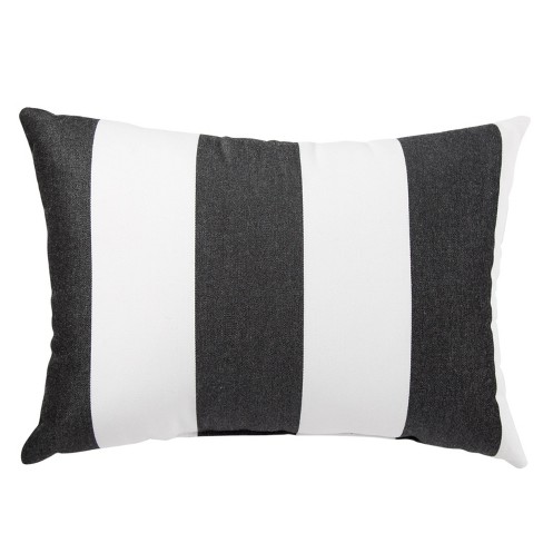 13 X18 Shallows Indoor Outdoor Stripe Throw Pillow Black White