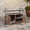 Aghana Digitals Mixed Brown Outdoor Bar Cart with Tempered Glass Top, 2-Tier Shelves, Cabinet & - 2 of 4