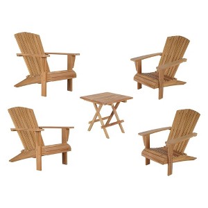 Yardgrace Teak Adirondack Chair Set with Table - 1 of 4