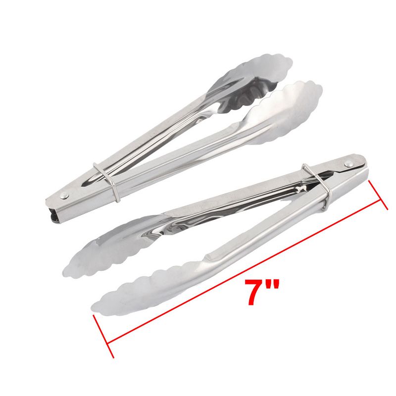Unique Bargains Kitchen Metal Salad Ice Cake Bread Food Clip Clamp Tongs Silver Tone 3 Pcs, 4 of 5