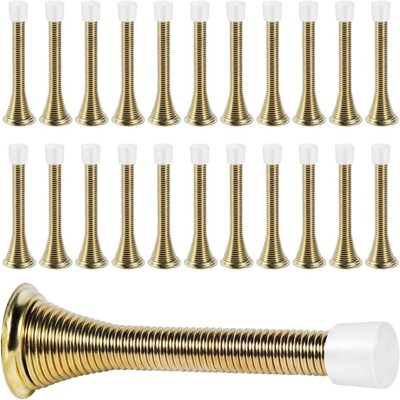 Attop Heavy Duty Door Stops 24 Pack 3 1/4 Inch - Flexible Spring Stopper, Child Safe with Rubber Tips (Gold) for Home Interior Doors