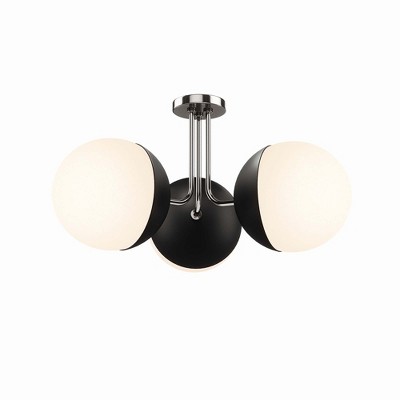 Opal Polished Nickel 21" Globe LED Semi-Flush Ceiling Light