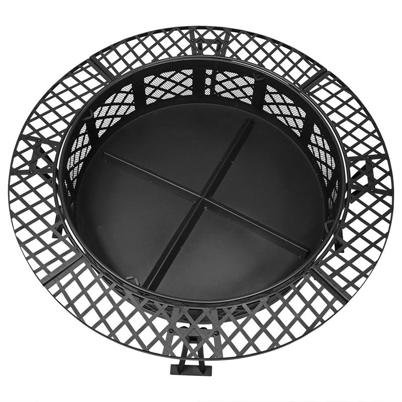 Sunnydaze Outdoor Camping or Backyard Steel Diamond Weave Fire Pit Bowl with Spark Screen - 40" - Black, 4 of 15