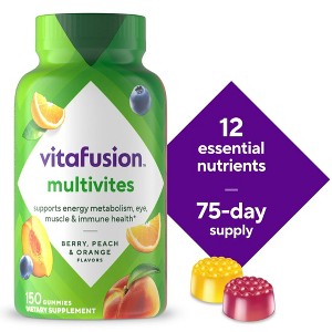 vitafusion MultiVites Gummy Multivitamins for Adults, Berry, Peach & Orange Flavors, 150 Count, 75-Day Supply - 1 of 4