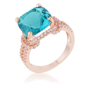 Slickblue Classic 6.2ct Ruby or Aqua CZ Ring for Women, Cushion Cut, Beautiful Rose Gold/Silvertone, Sizes 5-10 - 1 of 4
