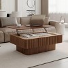 38" Large Rectangle Wood Coffee Table with Storage and Lift-Top, Wood Veneer Fluted Design, Adjustable Height for Living Room or Office – Cuddlewood - 2 of 4