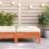 vidaXL Patio Footstool with Cushion Outdoor Furniture, Wax Brown, Solid Pine Wood, 24.8"x24.8"x11.2", Garden Ottoman - 3 of 4