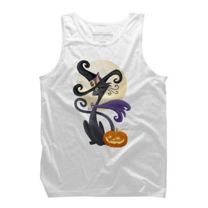 Men's Design By Humans Bewitching Black Halloween Kitty Cat By LittleBunnySunshine Tank Top - 1 of 3