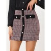 INSPIRE CHIC Women's Plaid Tweed Contrast Color Button Decor Business Casual Mini Skirt - 2 of 4
