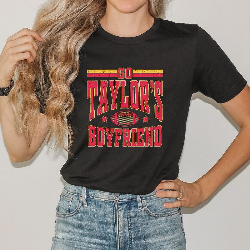 Simply Sage Market Women's Go Taylor's Boyfriend Football Short Sleeve Graphic Tee, 3 of 5