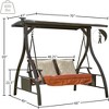 PAGED Swing Chair Outdoor, 2 Person Adjustable Canopy Deluxe Hammock Swing Glider with Solar LED Light and 2  Cushions - 2 of 4