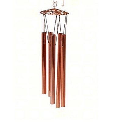 19.5 Inch Red and Black Stained Glass Ladybug Wind Chime with Copper Tubes