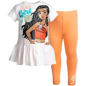 Disney Frozen Princess Moana Little Mermaid Floral Girls T-Shirt and Leggings Outfit Set Little Kid to Big Kid - 1 of 4