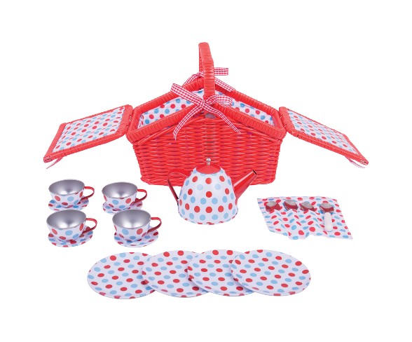 Bigjigs Toys Tin Tea Set and Basket Role Play Toy