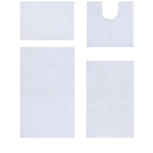 Micro Plush Collection 100% Polyester Solid Tufted 4 Piece Bathroom Rug Set with Gel Form Backing, Machine Washable - 1 of 4
