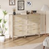 Garvee Natural Rattan Dresser with Golden Handles – Farmhouse Wood Storage Chest with 5 Strong Legs for Living Room, Bedroom & Entryway, Oak - 3 of 4