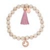 Chisel Stainless Steel Rose IP-plated Butterfly 6mm Pink Agate Beaded Stretch Bracelet with Tassel - 3 of 4