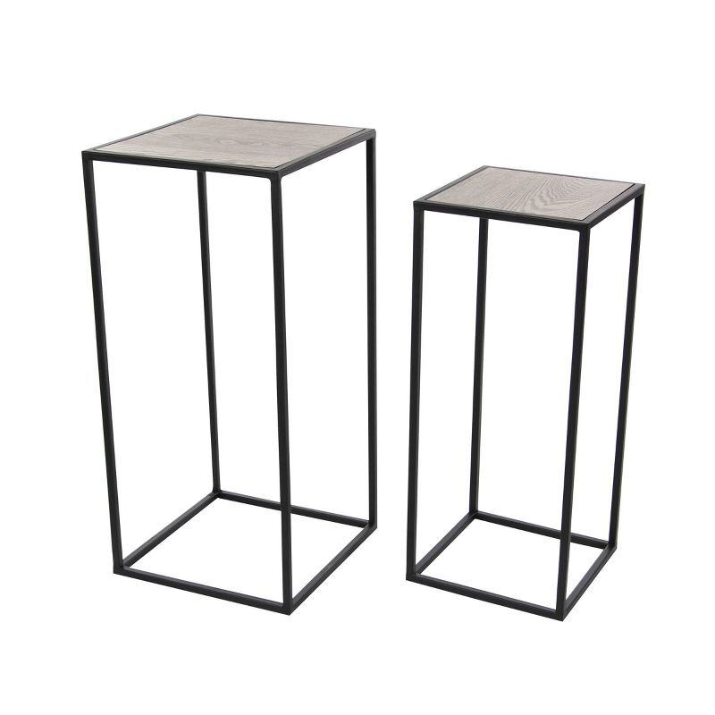 Set of 2 Contemporary Wooden Pedestals Black - Olivia &#38; May, 1 of 10