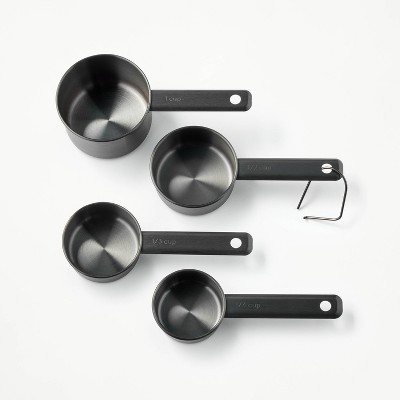 4pc Stainless Steel Measuring Cups Matte Black - Figmint™