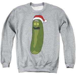 Rick And Morty Christmas, Merry Rickmas With Pickle Rick Adult Crewneck Sweatshirt - 1 of 4