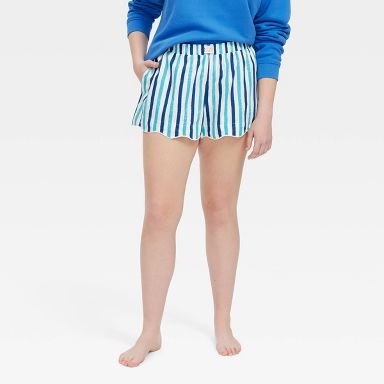Women's Multi Stripe Poplin Boxer Shorts Blue - Roller Rabbit x Target  XXS