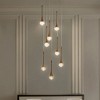 ALOADECOR Modern Antique Gold Seeded Glass Cluster Integrated LED Pendant In Round Ceiling Lamp - 4 of 4