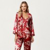 Anna-Kaci Lounge Women's 3-Piece Set Satin Baroque Print Pajama Cami with Matching Robe and Relaxed Straight-Leg Pants - 2 of 4