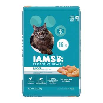 IAMS Proactive Health Indoor Weight & Hairball Care with Chicken & Turkey Adult Premium Dry Cat Food - 16lbs