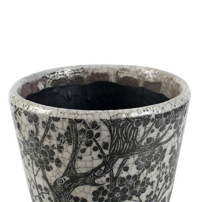 Elegant Blue Floral Naturespire Ceramic Planters, Set of 3