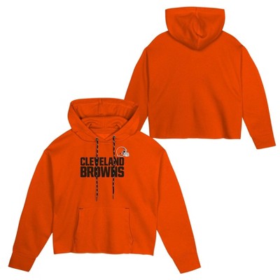 Nfl Cleveland Browns Girls Cropped Hooded Sweatshirt Target