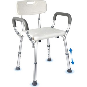 Shower Chair Seat with Padded Armrests for Bathtub Slip Resistant Shower Seat Adjustable Height Shower Chair 350 lb Capacity - 1 of 4