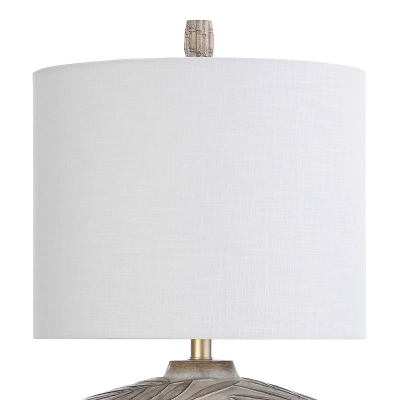 Lalita Palm Leaf Print Table Lamp with Fabric Shade White/Gold - StyleCraft, 3 of 7