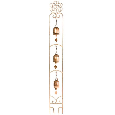 Wind & Weather Three-bell Wind Chime Metal Garden Stake With Weathered ...