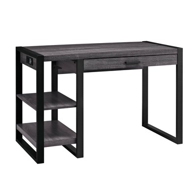 48" Carlisle Industrial Farmhouse Tech Desk with USB Charcoal - Saracina Home