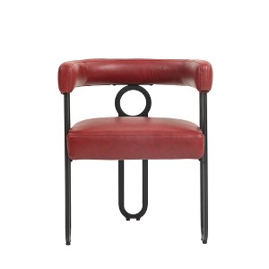 Vynxaria Light Brown PU Accent Chair with Integrated Backrest & Armrests, Ideal for Living Room, Dining Room & Office - 1 of 4