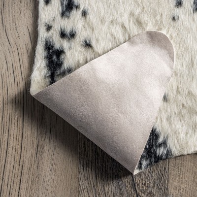 Black and White Faux Cowhide Washable Area Rug