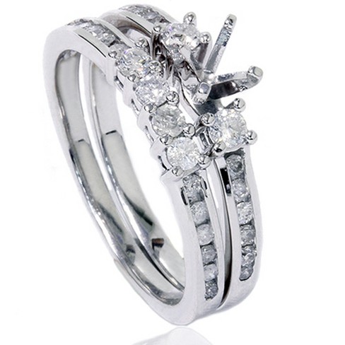 Pompeii3 1/2ct Diamond Engagement Wedding Ring Semi Mount 14K White Gold -  Size 8.5