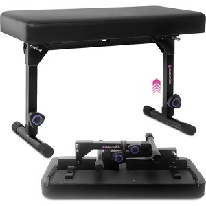Liquid Stands Foldable Dual Adjustable Piano Bench Music Stool - Piano Keyboard Bench Seat with Black Padded Cushion for Musicians Piano Stool Chair - 1 of 4