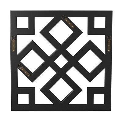 20" Square Interlocking Lattice Wood Framed Wall Mirror